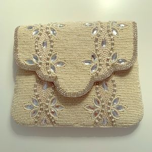 Ivory Beaded Clutch